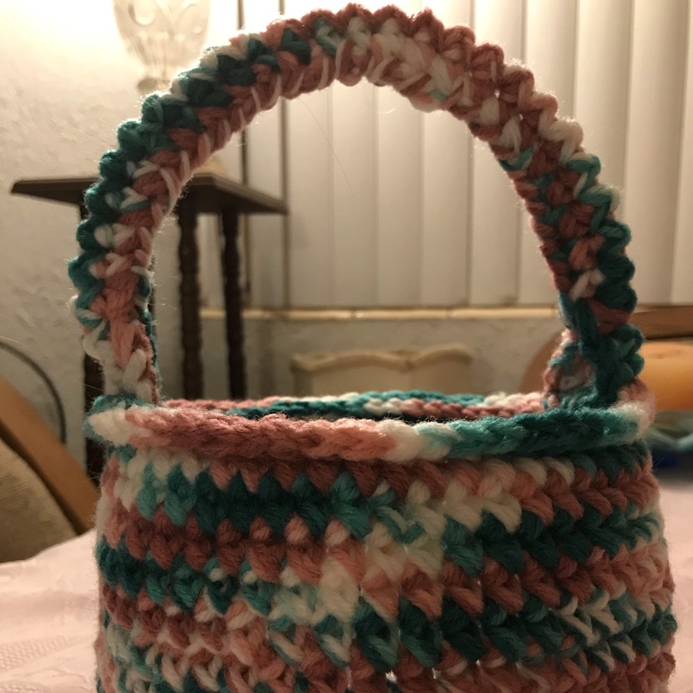 These are handmade crochet baskets.